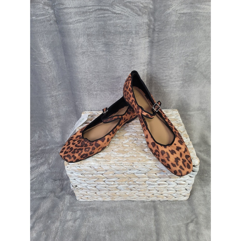 Dark Coquette Leopard Print Mary Jane Flats Square Toe 9.5 Mob Wife Indie Sleaze